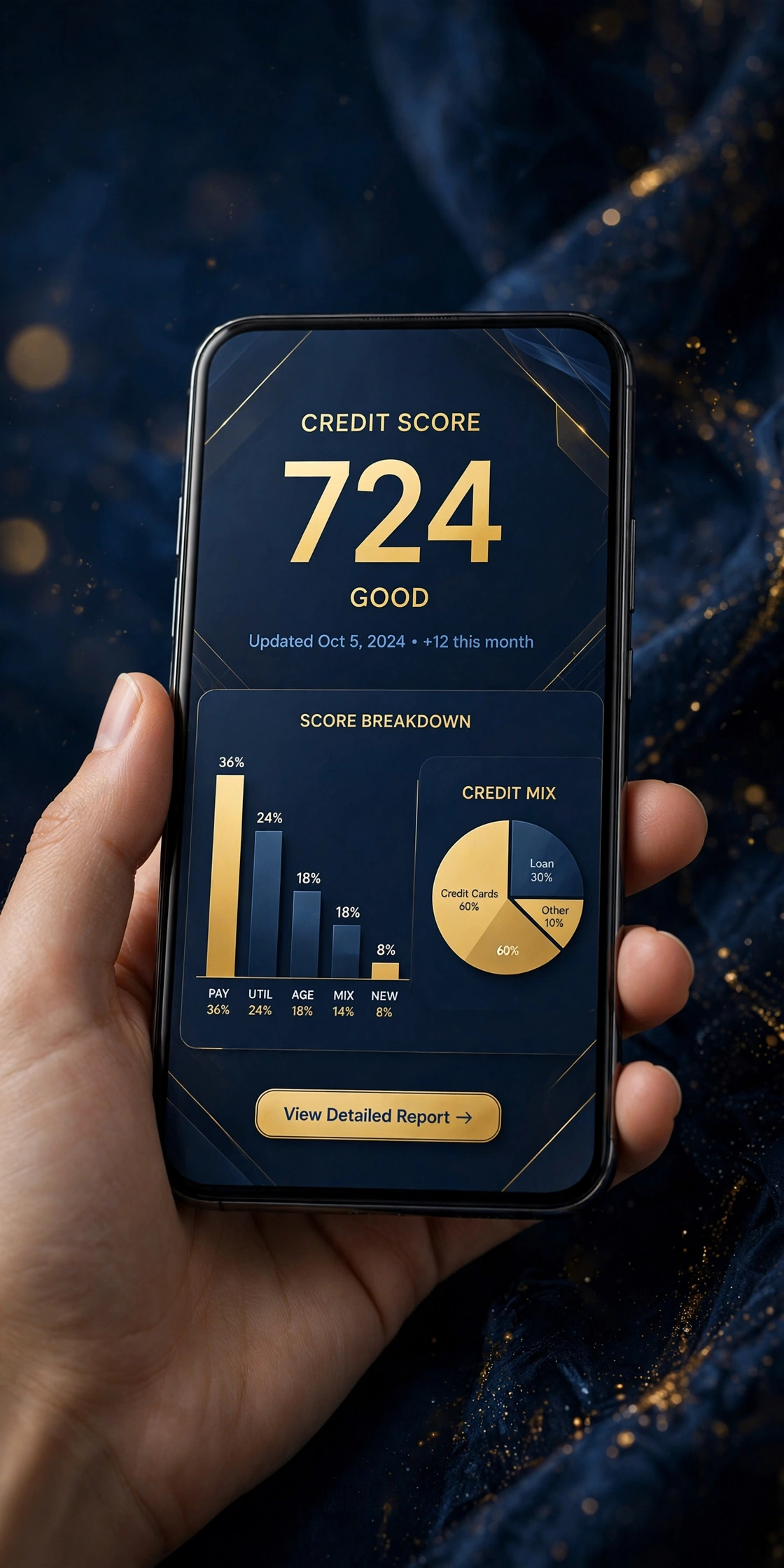 Phone showing credit scores